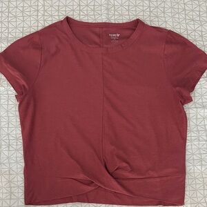 Old Navy Short Sleeve Cropped Workout Top in Dusty Rose